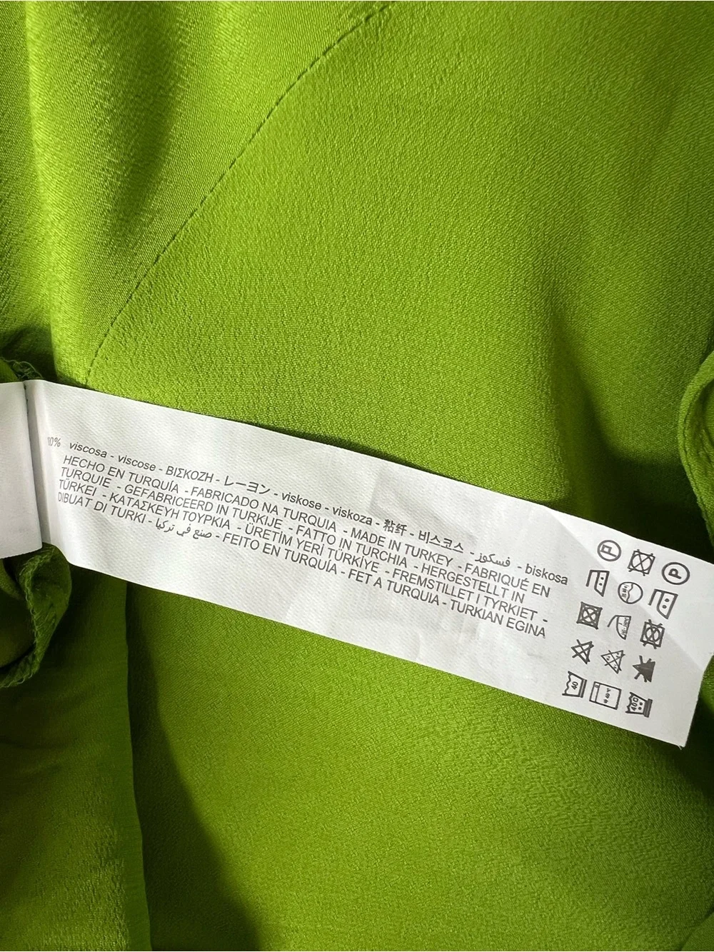 Zara Bright Lime Green Chic Contemporary Balloon-Sleeve Blouse Women’s Medium - Picture 12 of 12